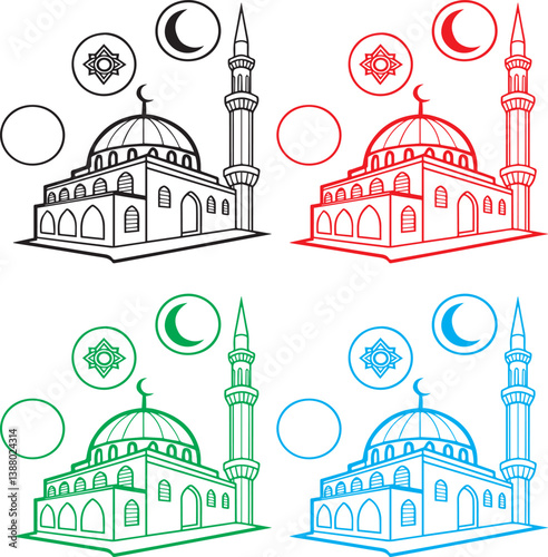 vector illustration of mosque in istanbul