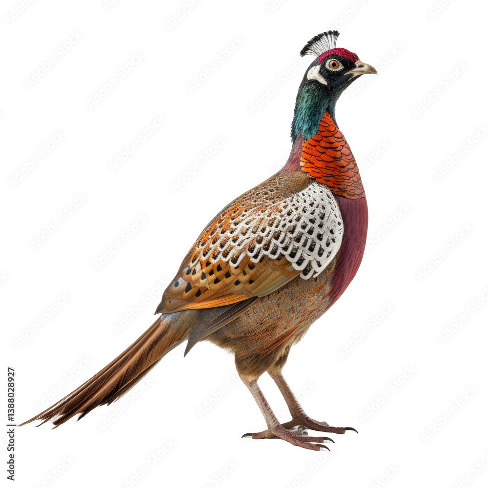 Fototapeta premium European Pheasant Stroll on transparent background