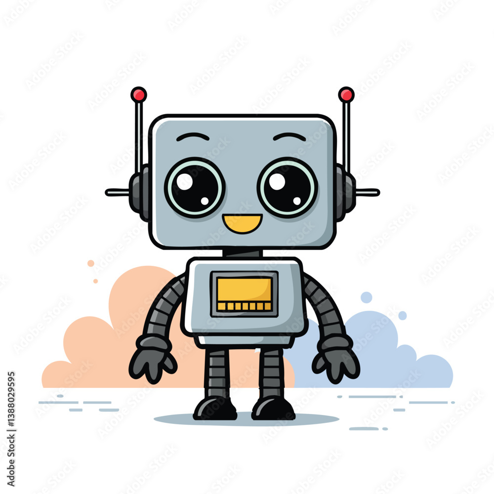 Fototapeta premium Cute cartoon vector robot
