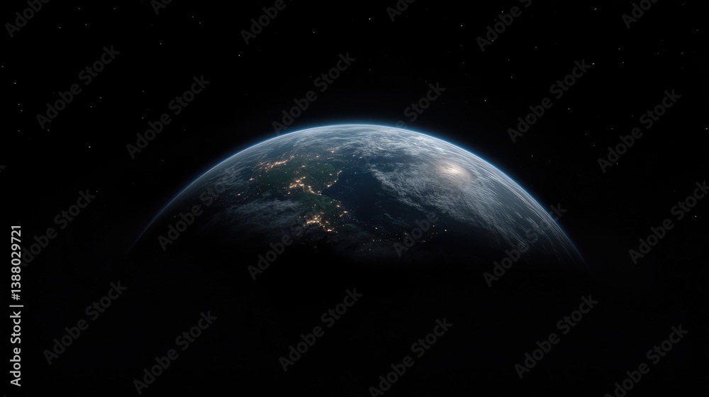 Obraz premium Earth from space, detailed view of continents, oceans, and clouds