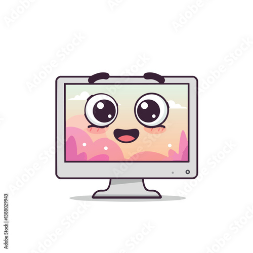 Cute cartoon vector moniter