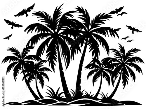 vector illustration of a tropical island