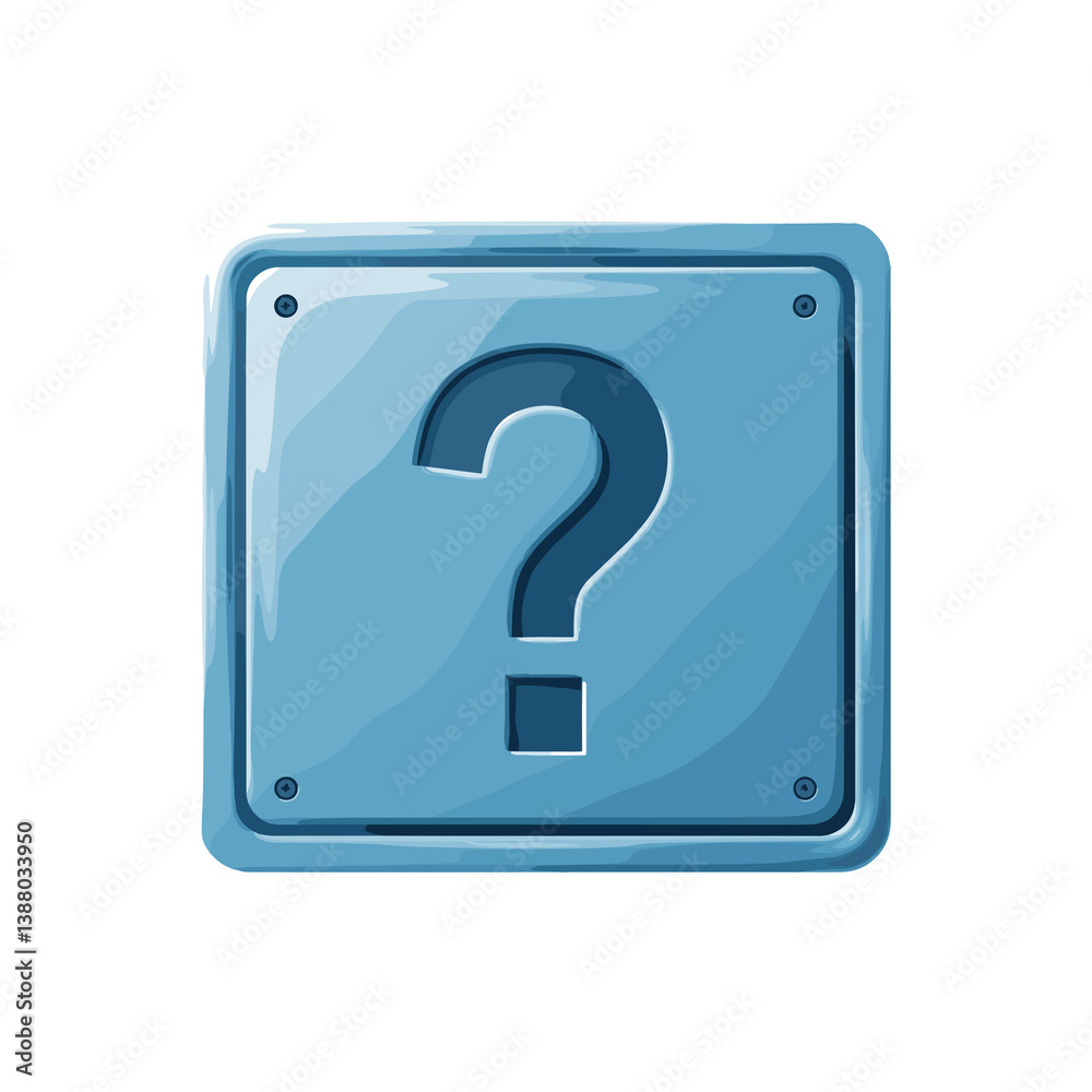 Square plastic question mark on a blue background Square plastic question mark on a blue background