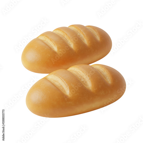 two loaves of bread:3D Rendering icon isolated on white background