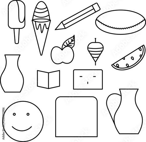 vector set of kitchen utensils doodlle