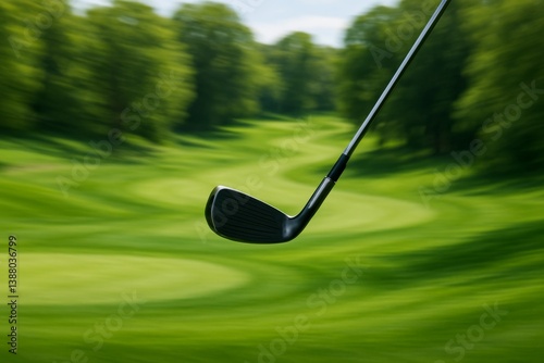 Golf Club in Motion on a Lush Green Course During a Sunny Day