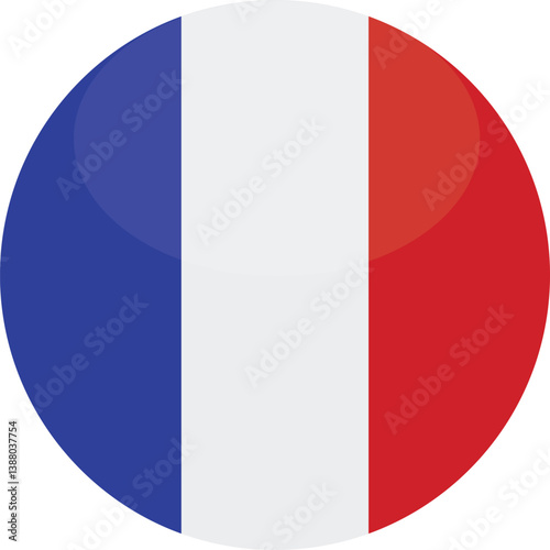 Illustration of round France flag on white background