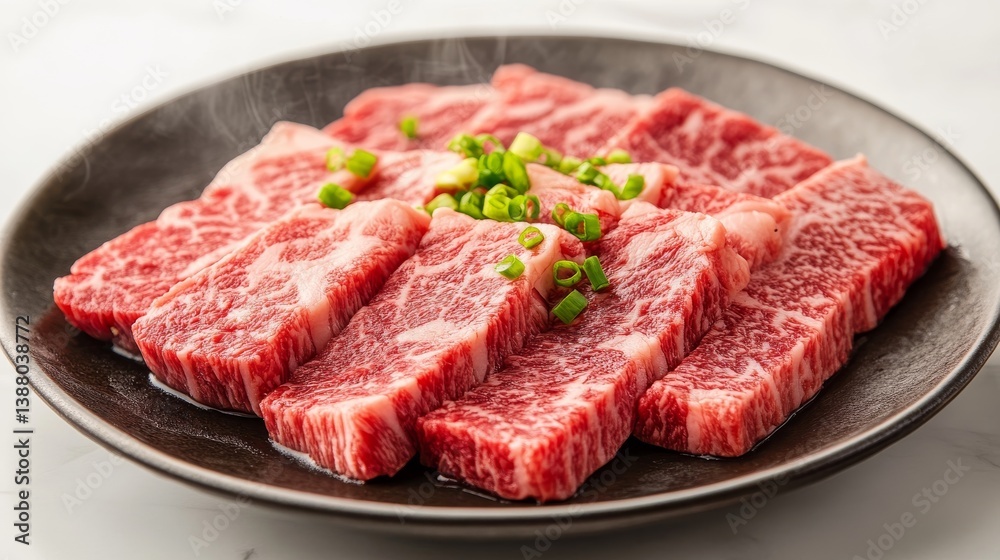 Yakiniku is the food that grilled a thin sliced beef and dipped in a soy-bean sauce based sauce. Yakiniku gas grill for grill food in company of friends. Wooden table with beef slices, Korean Panchkha Yakiniku is the food that grilled a thin sliced beef and dipped in a soy-bean sauce based sauce. Yakiniku gas grill for grill food in company of friends. Wooden table with beef slices, Korean Panchkha
