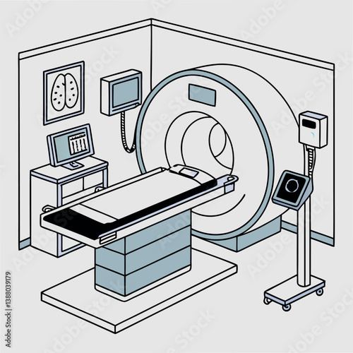 MRI Scan Device in Hospital  Medical Equipment Vector Illustration