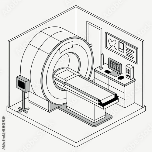 MRI Scan Device in Hospital  Medical Equipment Vector Illustration