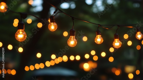 Warm lights with outdoor party night.