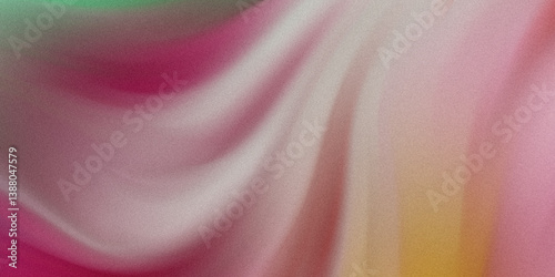 Abstract background featuring soft flowing waves of pink white green and yellow colors
