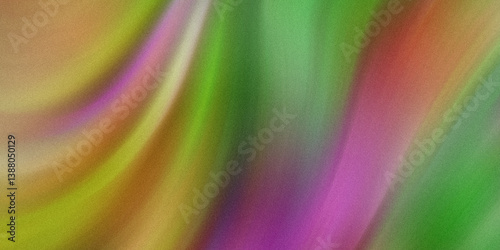 Abstract background with blurred streaks of green yellow pink and brown colors in a wavy pattern