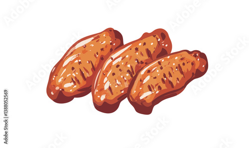 Minimalist Grilled Chicken Wings Vector Illustration for Food Design Projects
