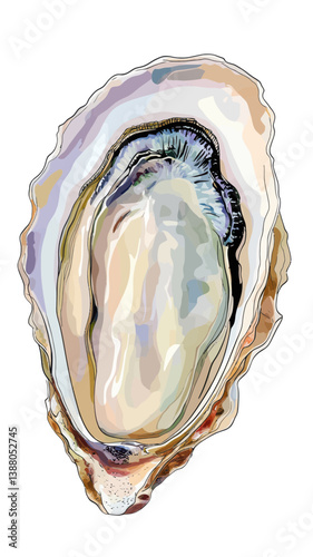Minimalist Watercolor Oyster Vector Illustration for Food and Design Projects
