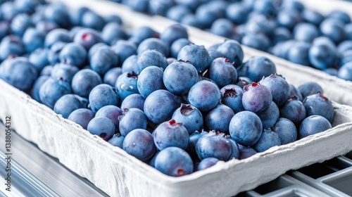 Wallpaper Mural Fresh blueberries fill a white cardboard container. Other containers of blueberries are visible in the background. The image is high-quality, with sharp focus on the berries. The style is clean and Torontodigital.ca