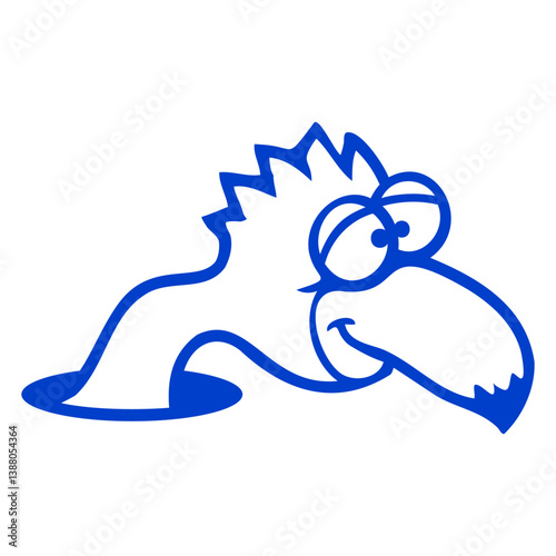 Bird ground hole funny stupid silly confused fun Isolated Vector Graphic Design Illustration
