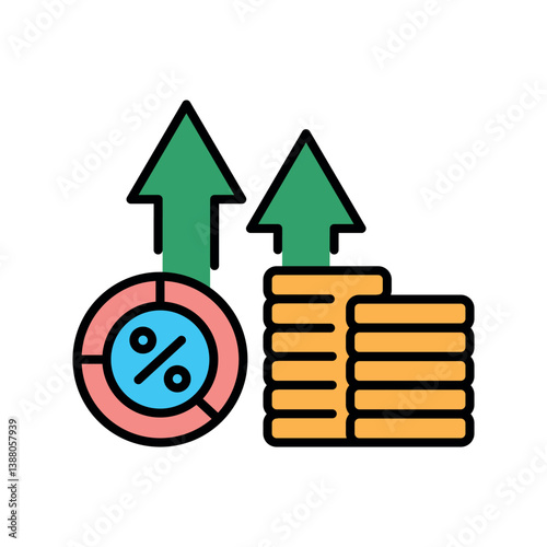 inflation rate color line icon for digital and print projects.