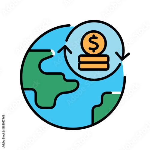 Money supply color line icon for digital and print projects.