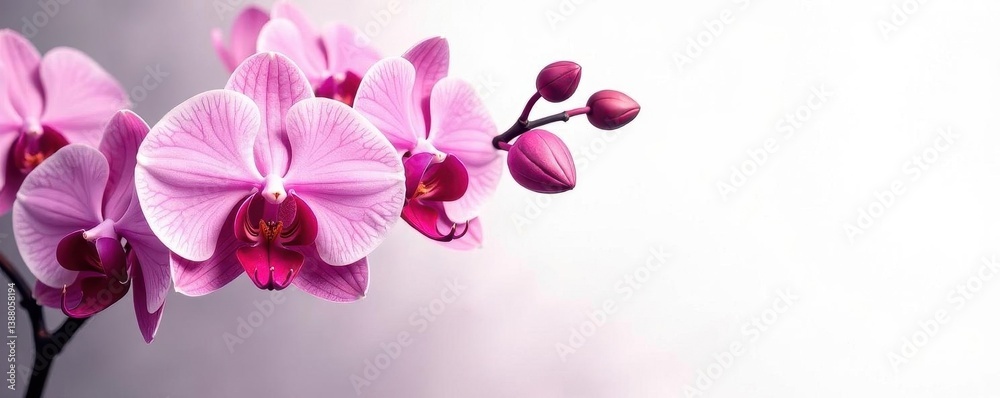 Obraz premium Elegant stylized orchid, monochrome vector art , retro, leaf, monochrome