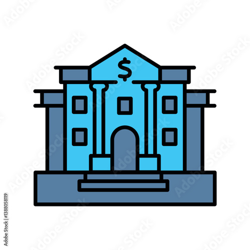 central bank color line icon for digital and print projects.