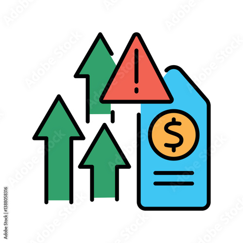 inflation color line icon for digital and print projects.