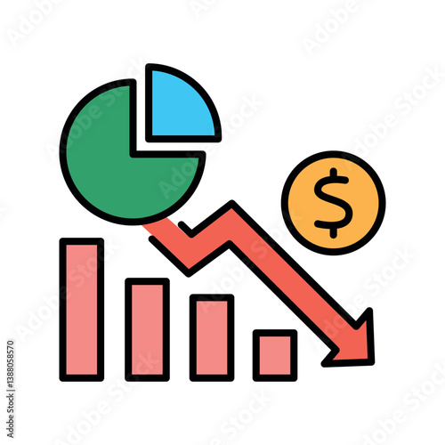 Recession color flat icon for digital and print projects.