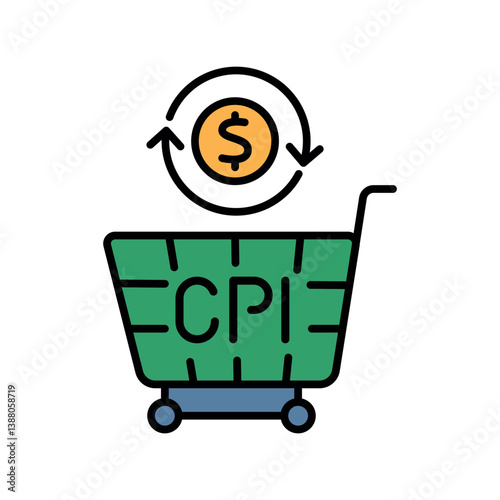 Consumer Price Index color flat icon for digital and print projects.