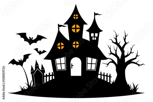 halloween home silhouette black vector