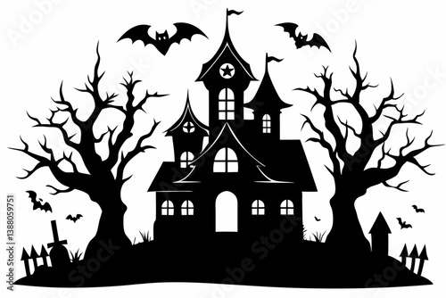 halloween home silhouette black vector