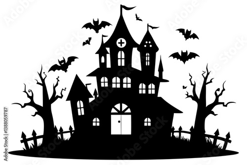 halloween home silhouette black vector