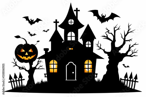 halloween home silhouette black vector