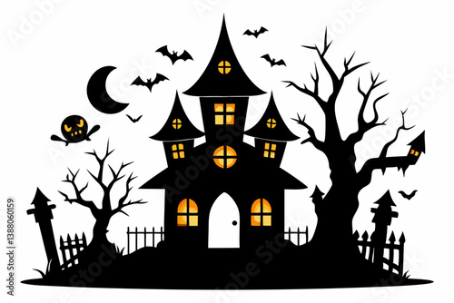 halloween home silhouette black vector