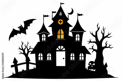 halloween home silhouette black vector