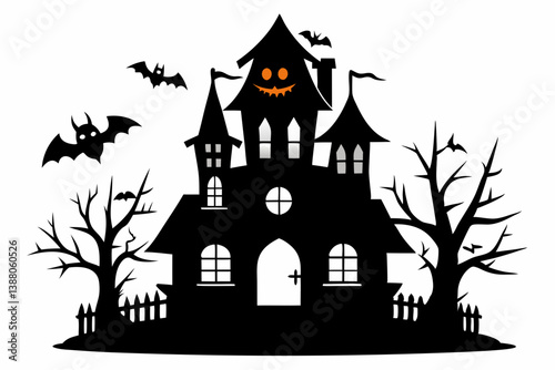 halloween home silhouette black vector