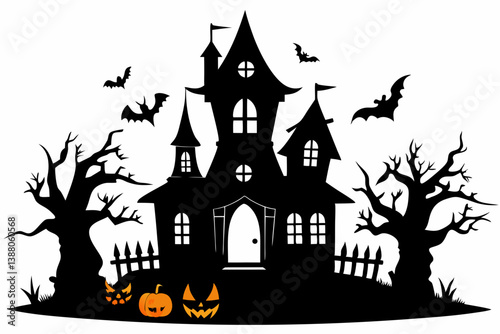 halloween home silhouette black vector