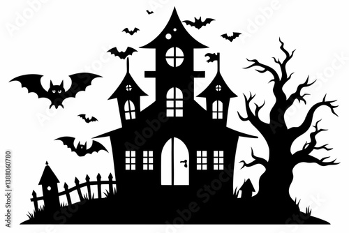 halloween home silhouette black vector