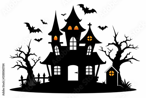 halloween home silhouette black vector