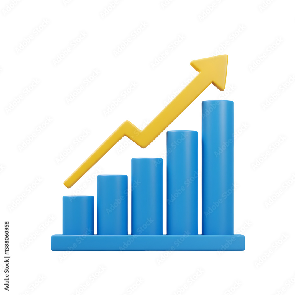 3d minimal data analysis icon. soaring finances. Strengthening currency. A bar graph with an arrow rising. 3d illustration. PNG 3d minimal data analysis icon. soaring finances. Strengthening currency. A bar graph with an arrow rising. 3d illustration. PNG