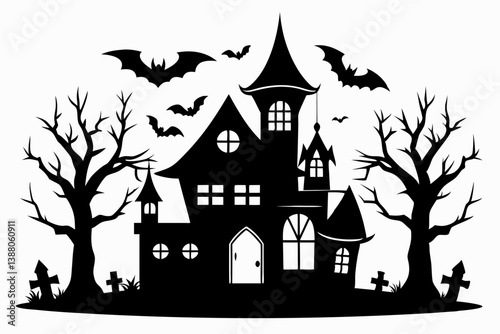 halloween home silhouette black vector