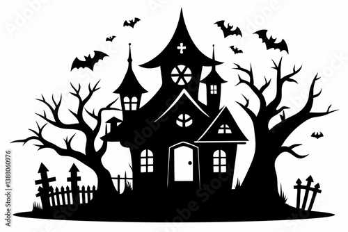 halloween home silhouette black vector