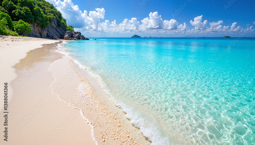 Obraz premium Tropical beach with clear water and blue sky 