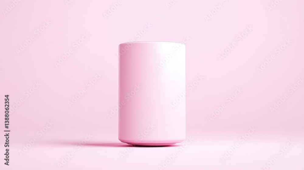 A pale pink cylinder stands centrally against a matching background. The image is simple, clean, and minimalist. High-quality rendering shows smooth surfaces and subtle lighting. The style is modern A pale pink cylinder stands centrally against a matching background. The image is simple, clean, and minimalist. High-quality rendering shows smooth surfaces and subtle lighting. The style is modern