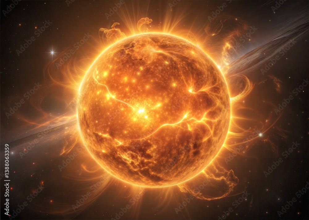 Obraz premium A Powerful Solar Flare Erupts Across the Cosmos.
