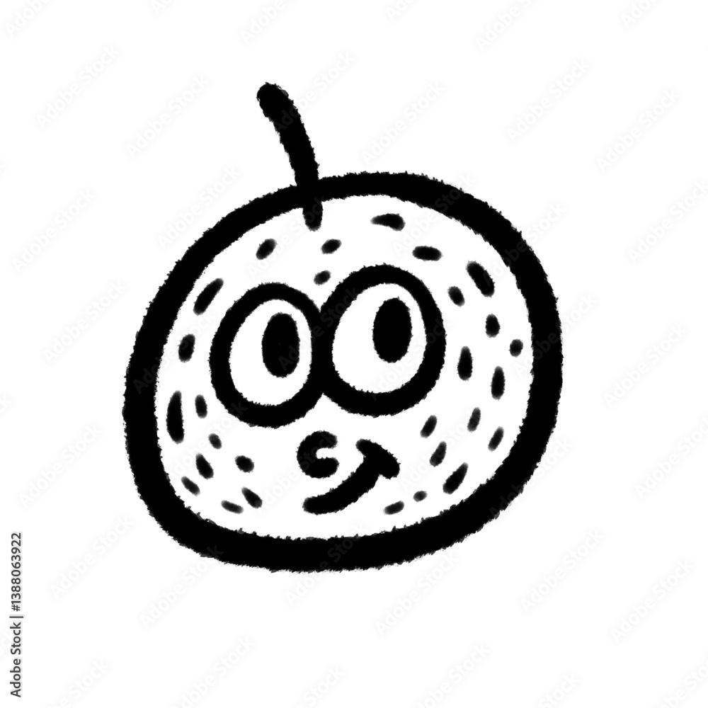 Obraz premium orange png cute cartoon handwrite design kid and art doodle outline element