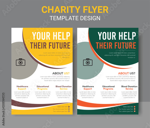 Premium Charity Flyer Template. Children's Education Fund Flyer. Minimalist Charity Flyer - Clean Vector Design for NGO. Social activity and charity flyer, social media, and story bundle set. 