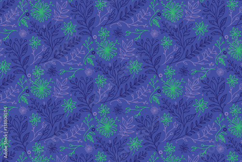 floral and leaf outline seamless pattern with continuous line art for pillowcases kitchen fabrics and textile applications

