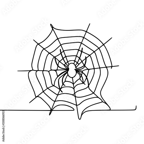 Spider Web Outline - Minimalist Design on transparent background, Halloween