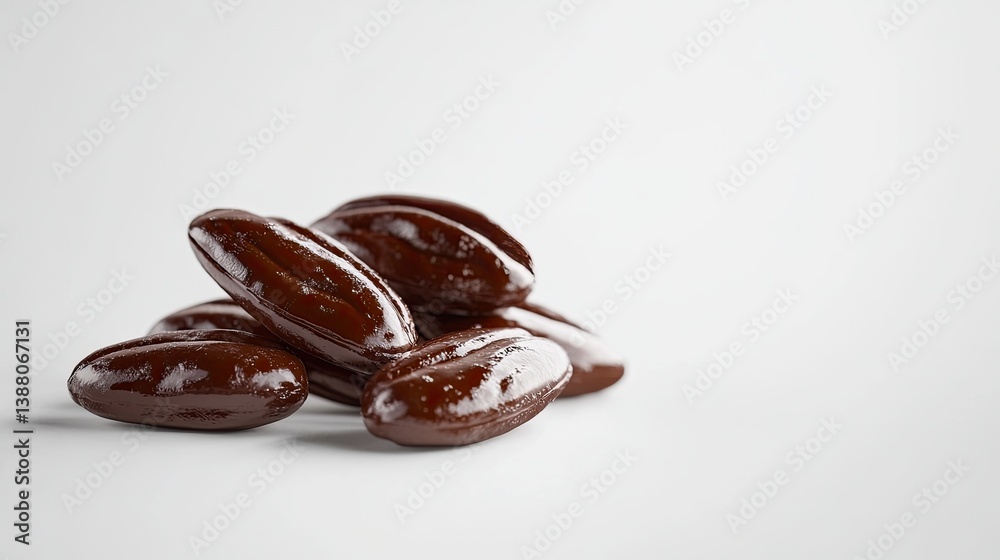 A realistic macro shot of candied pecans resting in a small pile A realistic macro shot of candied pecans resting in a small pile