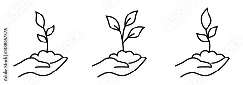hand holding tree plant silhouette style. flat design.